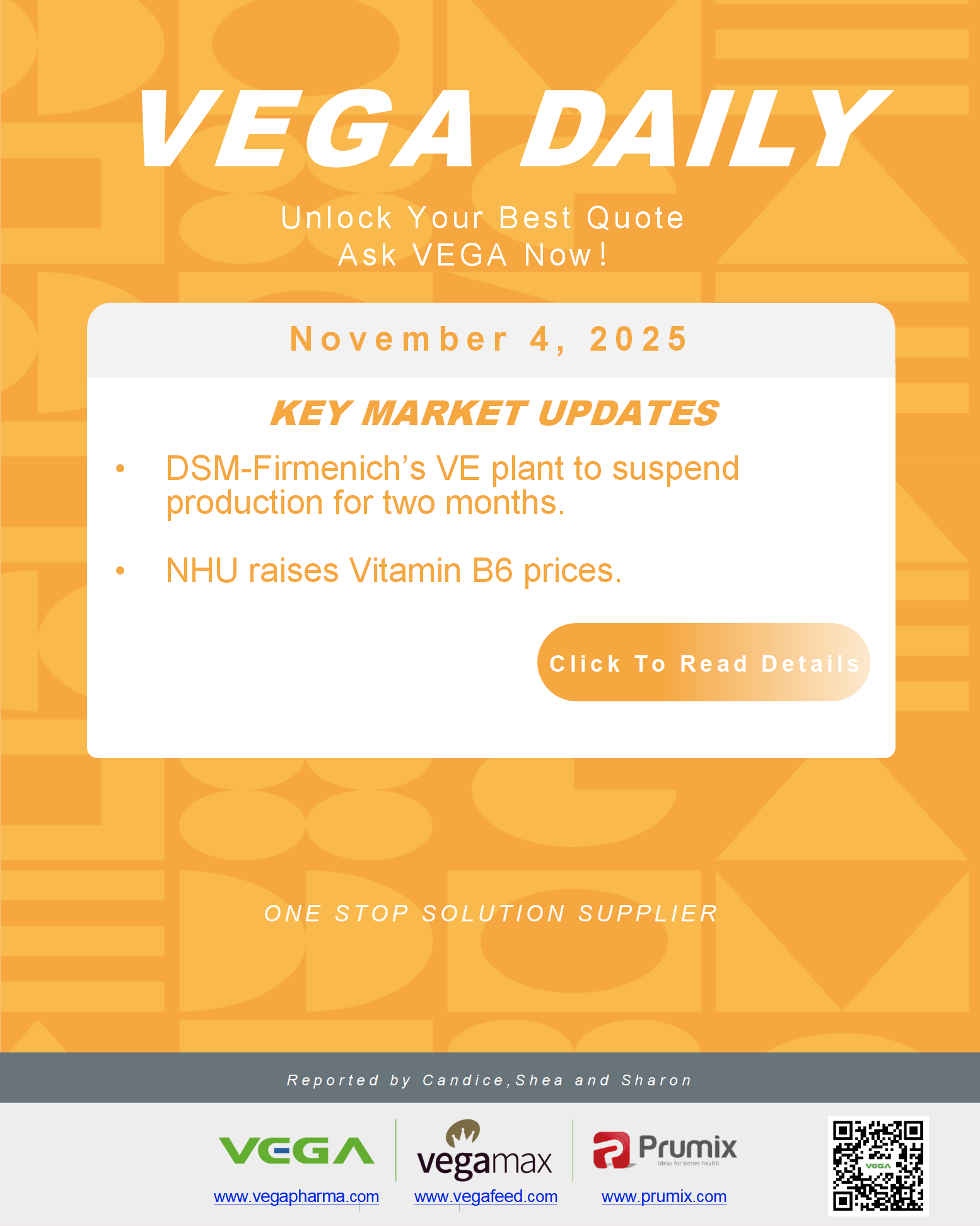 VEGA Daily Dated on November 4th 2025 Vitamin Amino Acid APl Food Additives.png